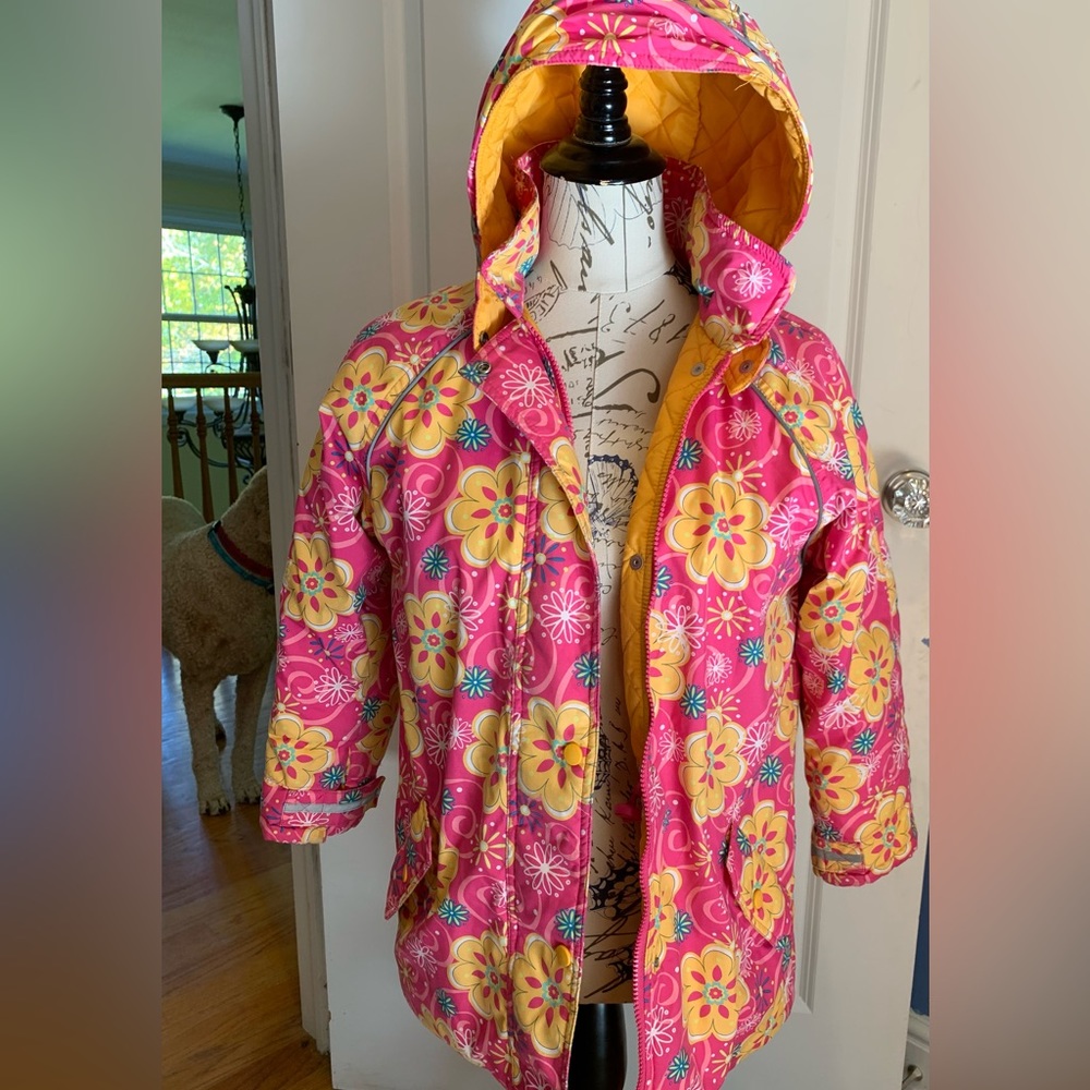 EUC Hanna Andersson snowsuit jacket, bib overalls & matching hat. Size 140.